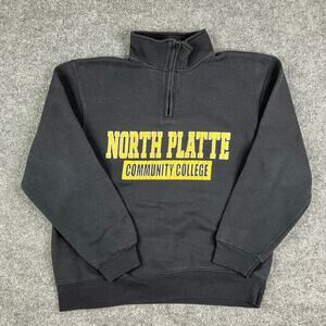 The Game North Platte Sweatshirt Mens M Black 1/4 Zip Pullover Fleece